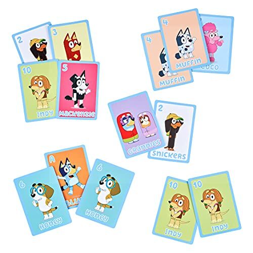 Bluey 5-in-1 kaartspellen: 53 Jumbo-speelkaarten met speelse -versies van familiefavorieten; Snap, WAR, Go Fish, Old Maid, Memory Game