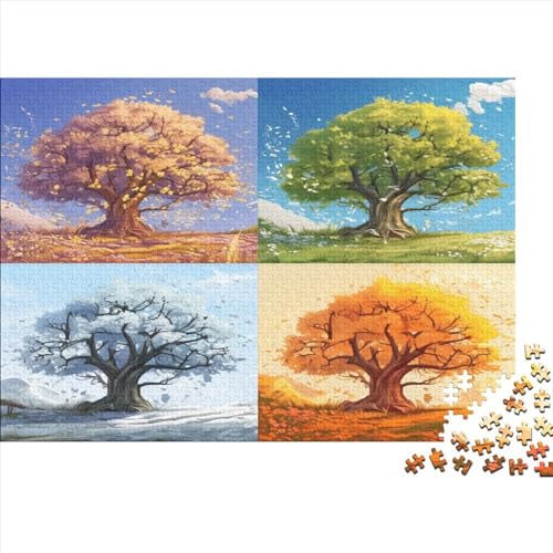 MMUNNA Boom van de vier seizoenen volwassen puzzel landscaping 500 stukjes houten puzzel familiepuzzel spelletjes stimulerende spelletjes voor volwassenen (klassieke puzzels) puzzels educatief spel uitdaging