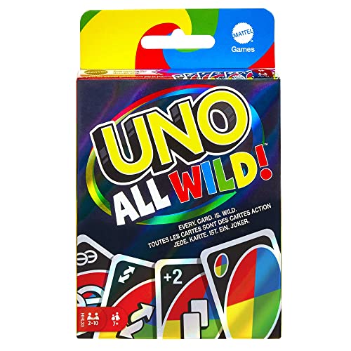 Mattel UNO Wild met Keuzekaarten Kaartspel met 112 kaarten, cadeau voor kinderen, spelletjesavond met volwassenen of met het hele gezin, voor spelers vanaf 7 jaar, HHL33