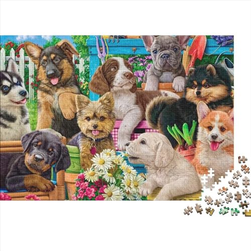 Gerrit Pet Dog Puzzel 500 stukjes, 500 puzzels, houten jigsaw puzzel, houten puzzels voor volwassenen, familie en vrienden, kleurrijk legspel, 500 stuks (52 x 38 cm)