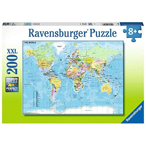 Ravensburger 128907 Puzzel Wereldkaart Legpuzzel 200 Stukjes