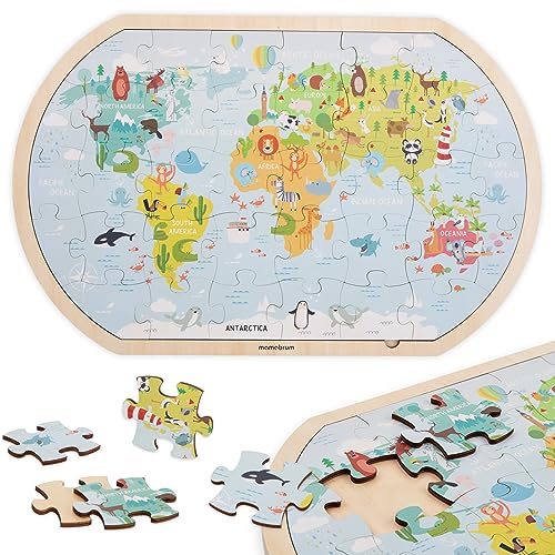 mamabrum , houten puzzel wereldkaart, houten frame, 36 kleurrijke houten puzzels, maak een wereldkaart, leer scherpzinnigheid, stimuleer de verbeelding