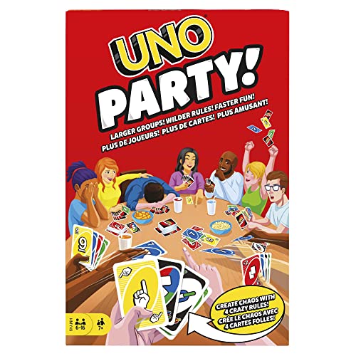 Mattel UNO Party, kaartspel voor grote groepen, kinderen en volwassenen, HMY49