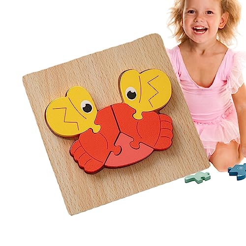 Bexdug Peuterpuzzels, Houten puzzels voor peuters   3D Dieren Houten Puzzels   -speelgoed voor 1 2 3 jaar oud, kinderen leren fijne motoriek Educatieve puzzels