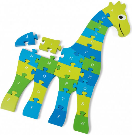 BS Toys vloerpuzzel Giraffe junior 60 cm groen 26 delig - Groen,Blauw