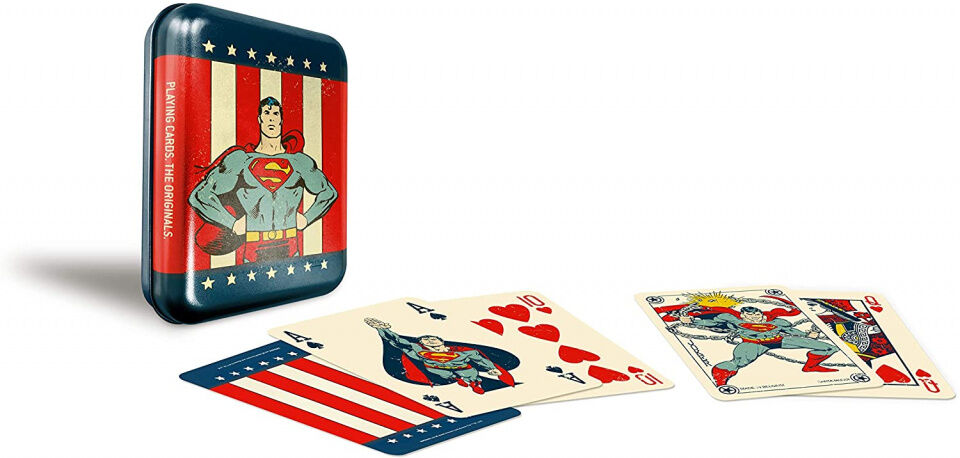 Cartamundi speelkaarten in blik DC Comics Superman 56 delig - Rood,Blauw,Beige