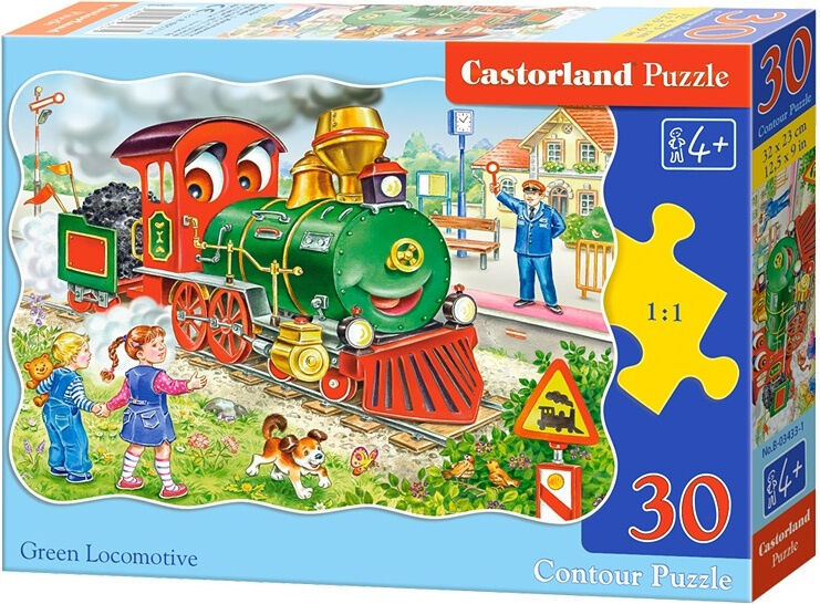 Castorland legpuzzel Green Locomotive junior karton 30 stukjes - Multicolor