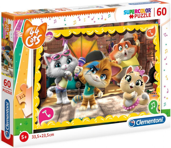 Clementoni legpuzzel 44 Cats Karaoke junior karton 60 stukjes - Multicolor