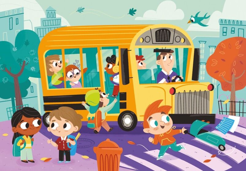 Clementoni legpuzzel Transport Bus junior karton 15 stukjes - Multicolor