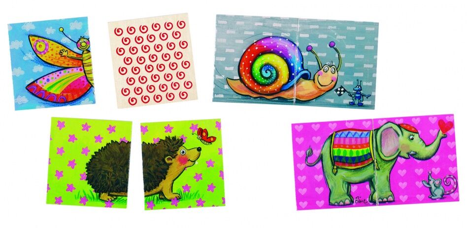 Goki memory en puzzel dieren 32 delig - Multicolor