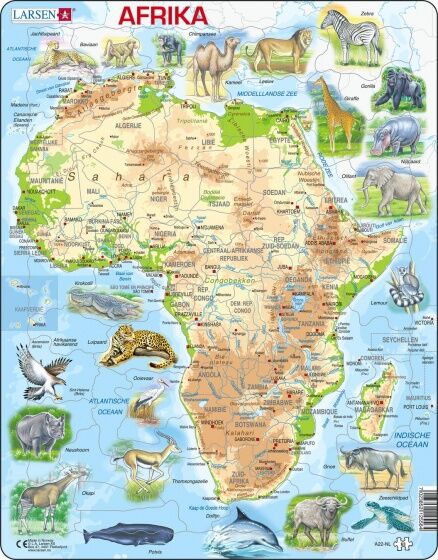 Larsen legpuzzel Maxi Afrika junior karton 63 stukjes - Multicolor