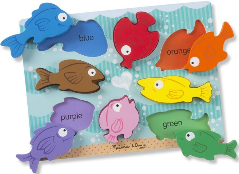 Melissa & Doug vormenpuzzel Chunky Colourful Fish junior hout 8 stukjes - Multicolor