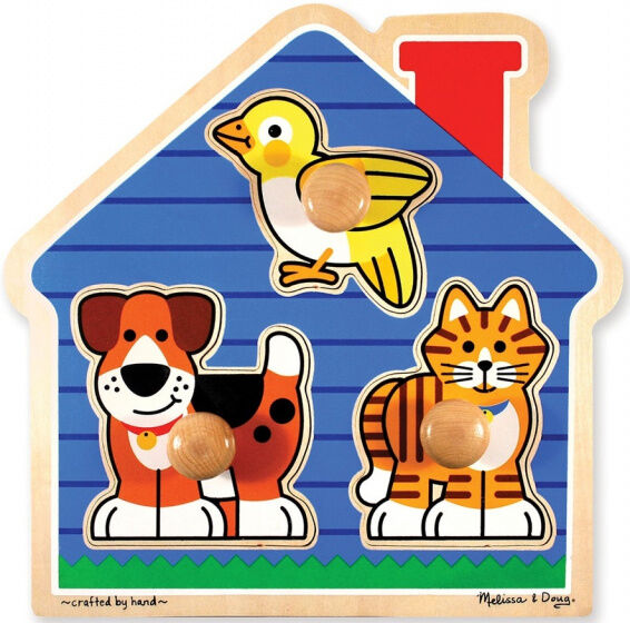 Melissa & Doug vormenpuzzel Huisdieren junior hout 3 stukjes - Multicolor