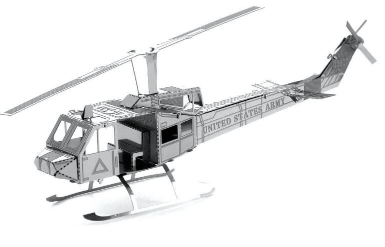 Metal Earth Helicopter UH 1 Huey 3D modelbouwset 12 cm - Zilver