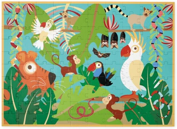 Scratch legpuzzel Jungle 60 cm 100 stukjes - Multicolor