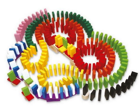 Small Foot Domino Rally Maxi 560 houten stenen - Multicolor