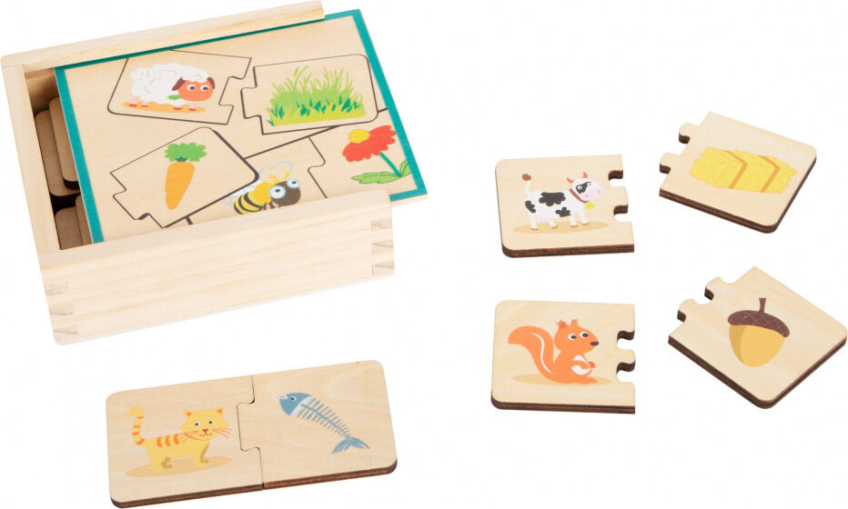 Small Foot vormenpuzzel Dieren & Eten junior hout 20 stukjes - Multicolor