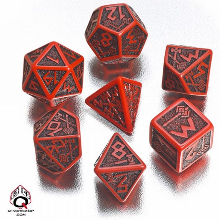 RPG Dice Set Dwarven Red/Black Terninger til rollespill - 7 stk