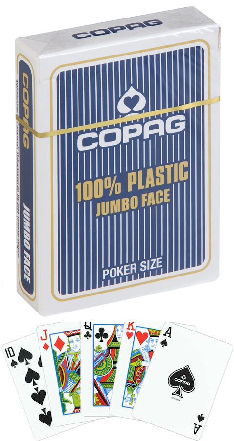 Copag Kortstokk Pokersize Blå 100% Plast Store Tall 52 kort