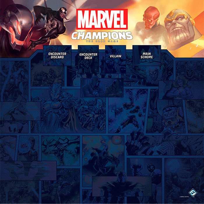 Marvel Champions 1-4 Player Game Mat Spillmatte til Marvel Champions 66x66 cm