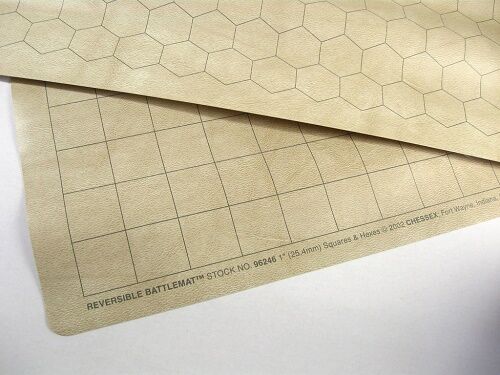 RPG Battlemat 66x60 - Rute 2,5 cm 23 1/2 x 26" Vendbar grid ruter/hex