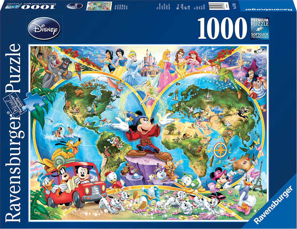 Disney Verdenskart 1000 biter Puslespil Ravensburger Puzzle