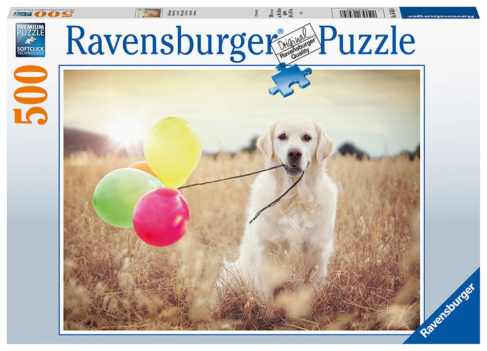 Hund med ballonger 500 biter Puslespill Ravensburger Puzzle