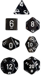 RPG Dice Set Røyk/Hvit - 7 stk Chessex 23078 Translucent Smoke/White