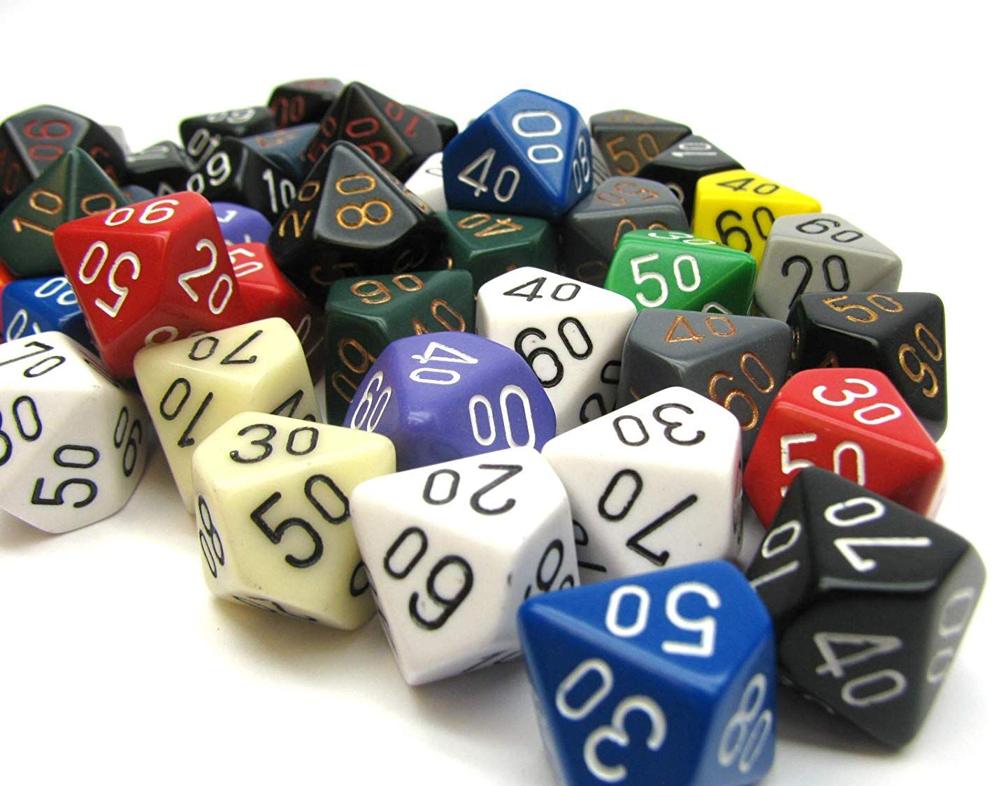 Chessex RPG Dice D10 Terning 00-90 -1stk Tilfeldig farge