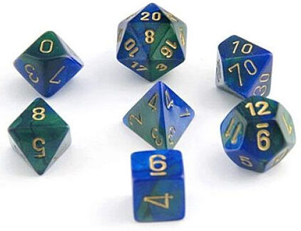 RPG Chessex Dice Set Blå-Grønn/Gull 7stk Chessex 26436 Gemini Blue-Green/Gold