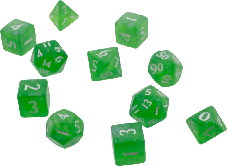 RPG Dice Set Eclipse 11 Lime Green Terninger til rollespill - 11 stk