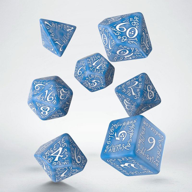 RPG Dice Set Elvish Blue/White Terninger til rollespill - 7 stk