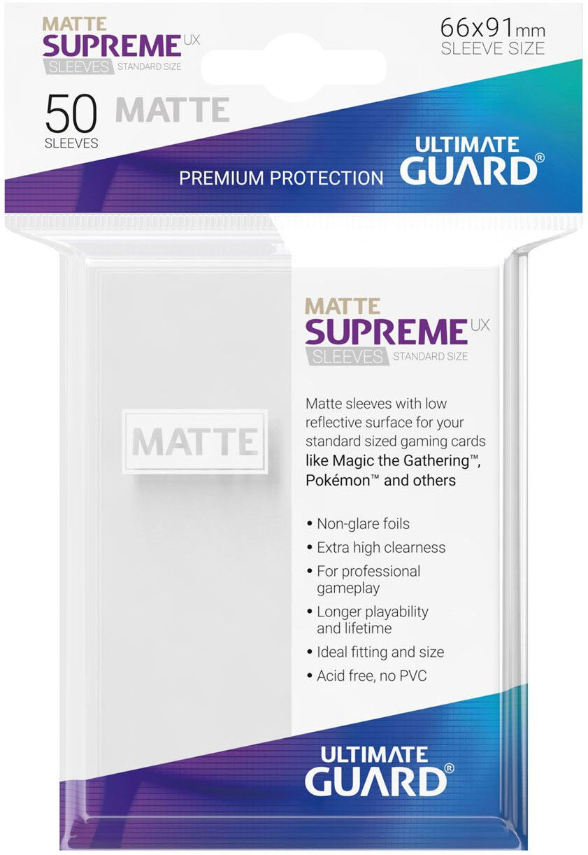 Sleeves Supreme Matte Hvit x50 66x91 Ultimate Guard Kortbeskytter/DeckProtect