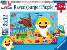 Ravensburger Puslespill 2 x 12 Deler Baby Shark Exploring