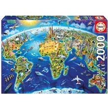 Educa Puslespill 2000 Deler World Landmarks Globe