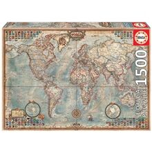 Educa Puslespill Political Map of the World 1500 Deler
