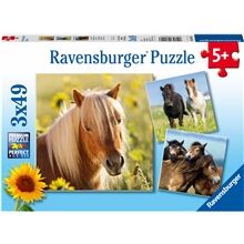 Ravensburger Puslespill 3 x 49 Deler Loving Horses