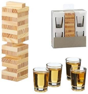 Jenga Drikkespill Med Shotglass