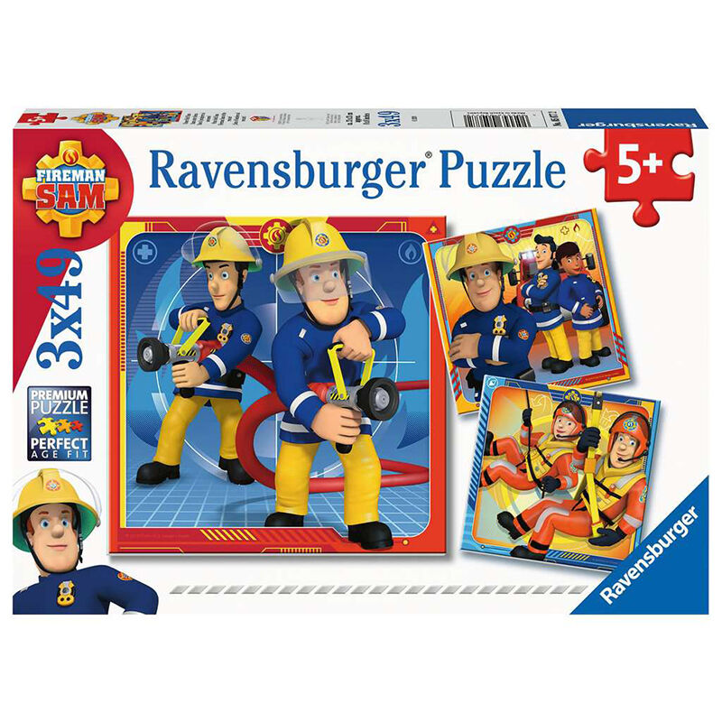 Ravensburger Puslespill 3x49 Brikker - Brannmann Sam Til Unnsetning