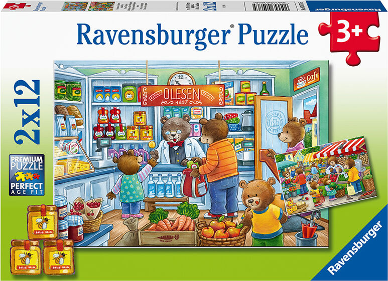 Ravensburger Puslespill 2x12 Brikker - Kom, Vi Går Å Handler