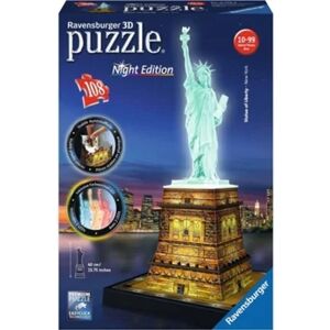 Runadrake Puzzle 3D RAVENSBURGER Estátua da Liberdade NY: Night Edition (Idade Mínima: 10 - 108 Peças)