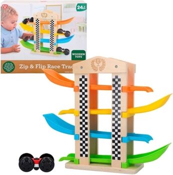 Playgo Pista de carros de madeira (35x9,5x30 cm - 2 anos)