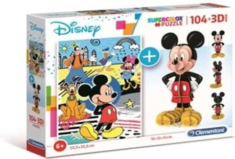 Clementoni Puzzle 3D Mickey Mouse (104 Peças - Idade Mímina: 3 anos)