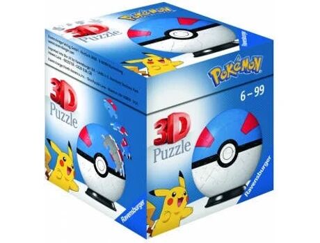 Ravensburger Puzzle 3D Pokémon Pokéballs Superball (Idade Mínima: 6 Anos - 55 Peças)