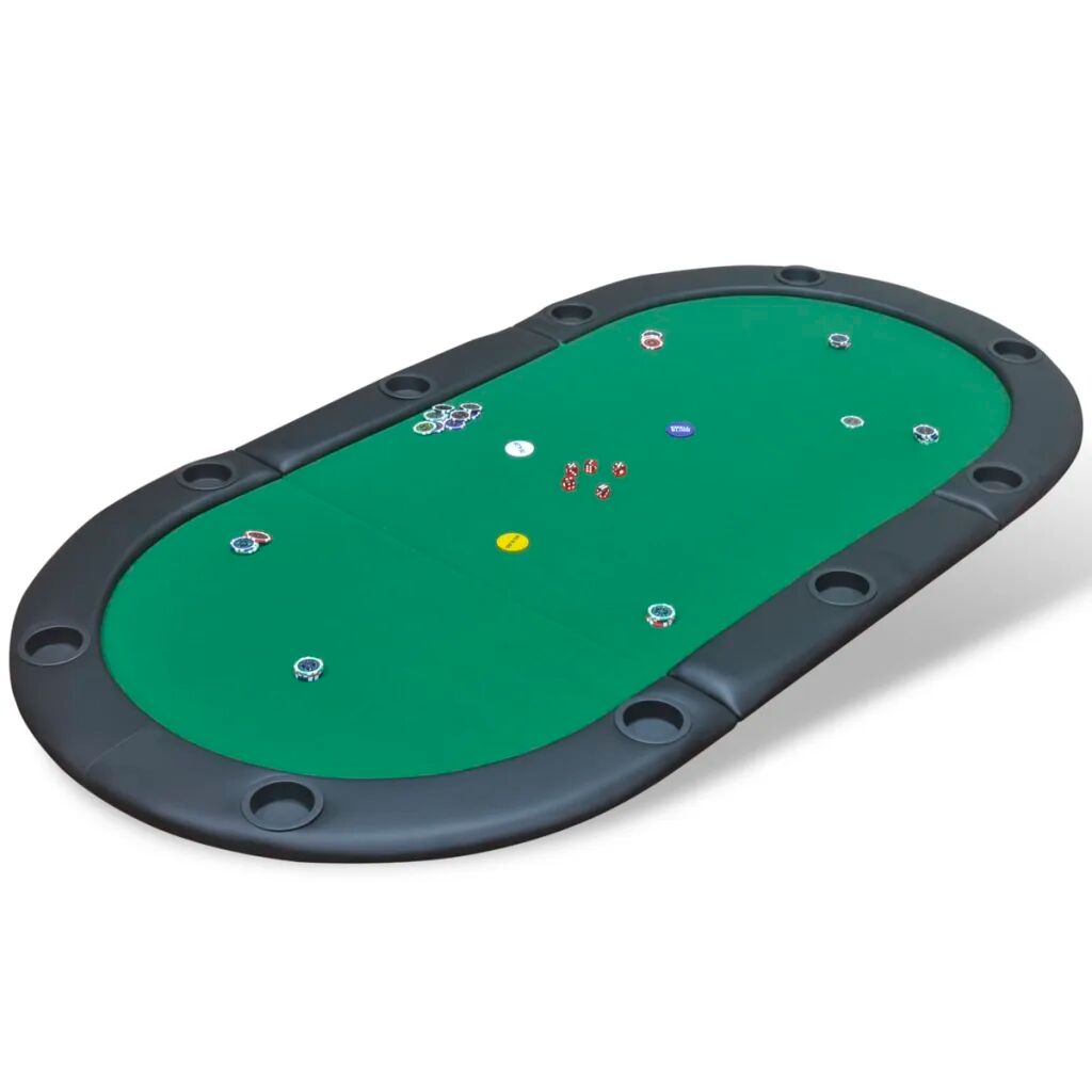 vidaXL Blat de masă de poker pentru 10 jucători, pliabil, verde