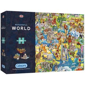 Gibsons Wonderful World Map 1000 Piece Jigsaw Puzzle  - Blue/Green/Red