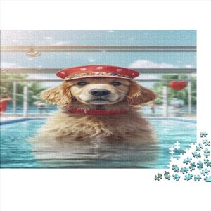 OPSREY Dog With Hat 1000 Pieces Cute Dog for Adults Fun Jigsaw Puzzles Home Decoration Stress Relief Toy Intellectual Game Education Game Relaxation And Intelligence 300pcs (40x28cm)