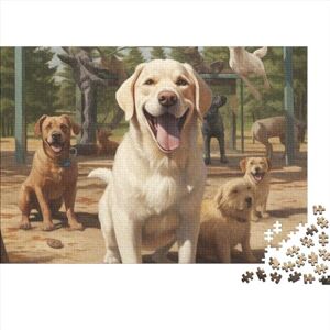 WWJLRLXTO Labrador 300 Piece Puzzles Intellectual Educational Jigsaw Cute Dog Puzzle Home Decor Gift for Adults Wooden Puzzle DIY Puzzle Toys 300pcs (40x28cm)