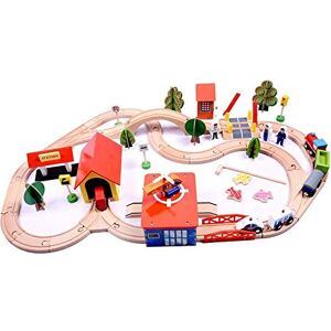 Generic 69pcs Wooden Track Game Toy 3-6 Years Old Children Track Assembled Building Blocks Toys Parent-child Interactive Recreation Puzzle Building Blocks Set