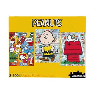 Aquarius Set of 3 Peanuts Puzzles (Three 500 Piece Jigsaw Puzzles) - Glare Free - Precision Fit - Officially Licensed Peanuts Merchandise & Collectibles - 14x19 Inches